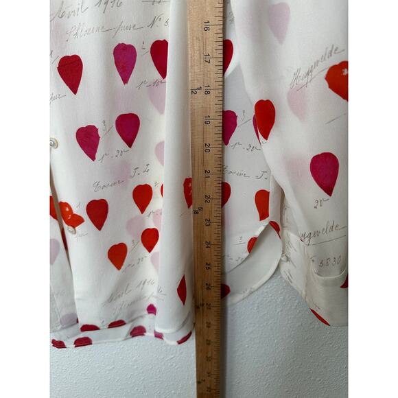 Alexander McQueen Silk Cream Red Pink Petal Long Sleeve Blouse 42 / 10 - Picture 16 of 16